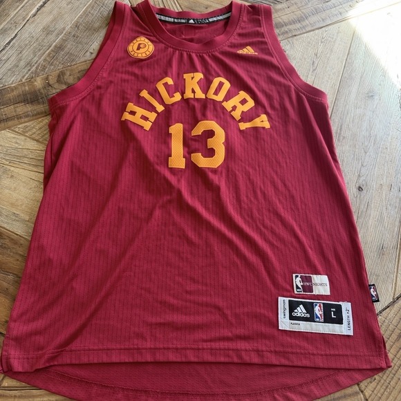 Paul George Indiana Pacers Hickory Basketball Jersey Mens Large +2 Red Adidas 13